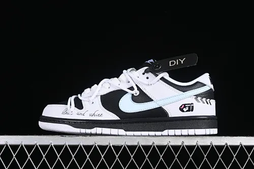 All categories Nk SB Dunk series Nk SB Dunk Low low-top sneakers Nk Dunk Low "Reverse Panda" Speed ​​racing black and white panda graffiti contrasting color SB strap low-top casual sneakers FD9064-011
